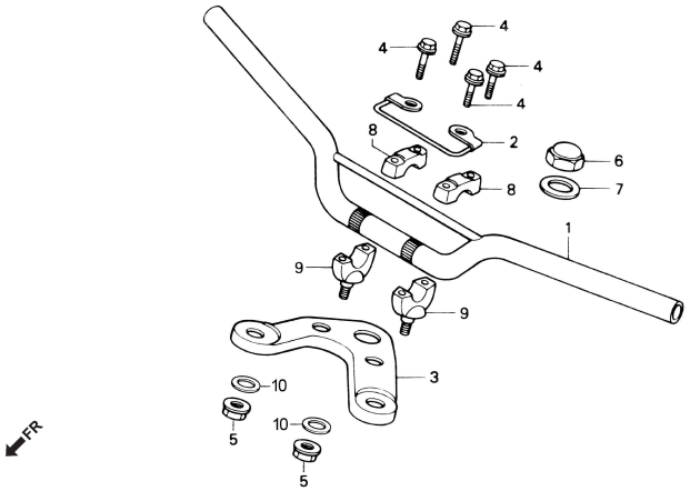 Honda CD70 PIPE, STEERING HANDLE PLATE, FORK TOP BRIDGE