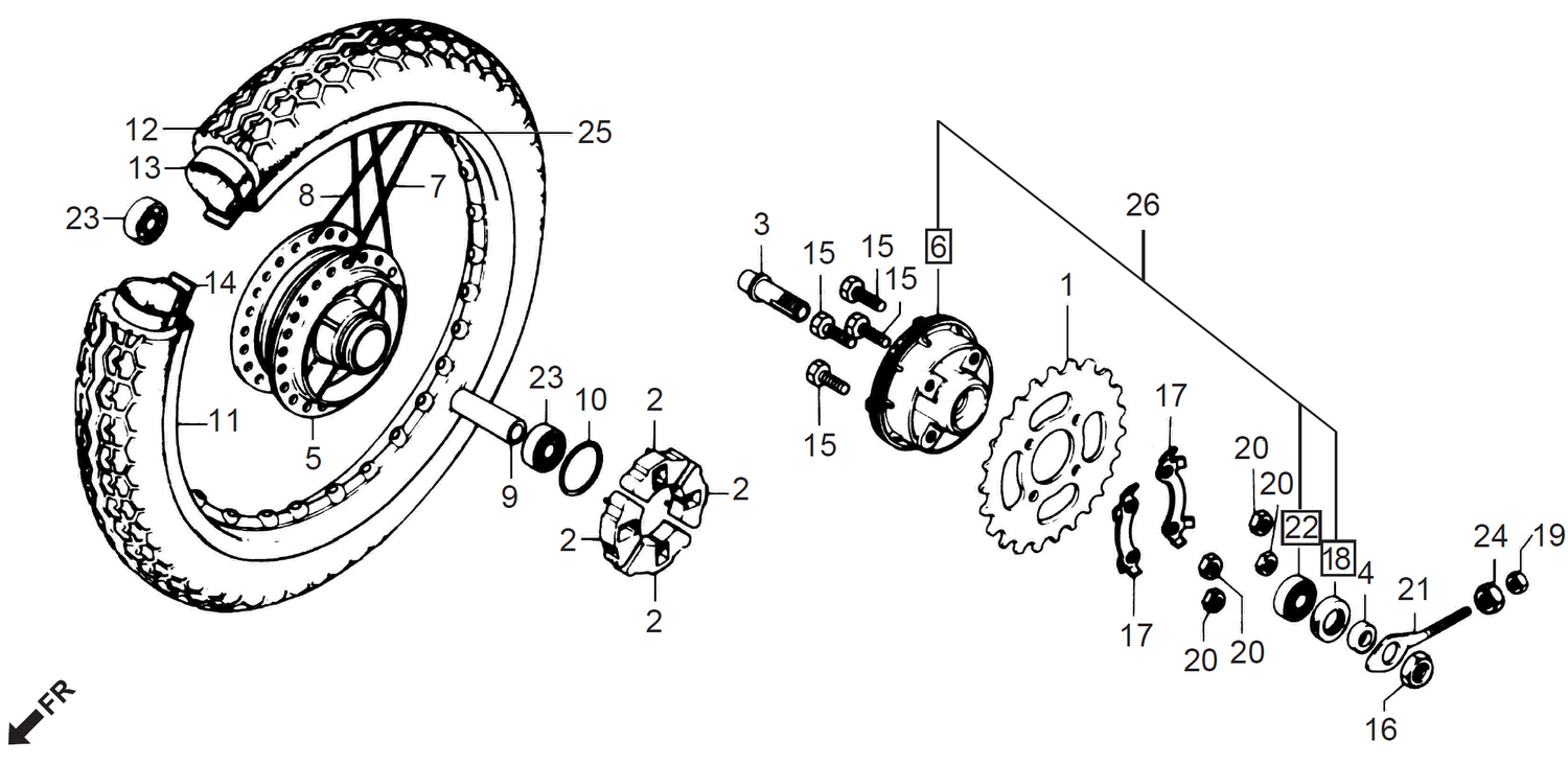 Honda CD70 REAR WHEEL