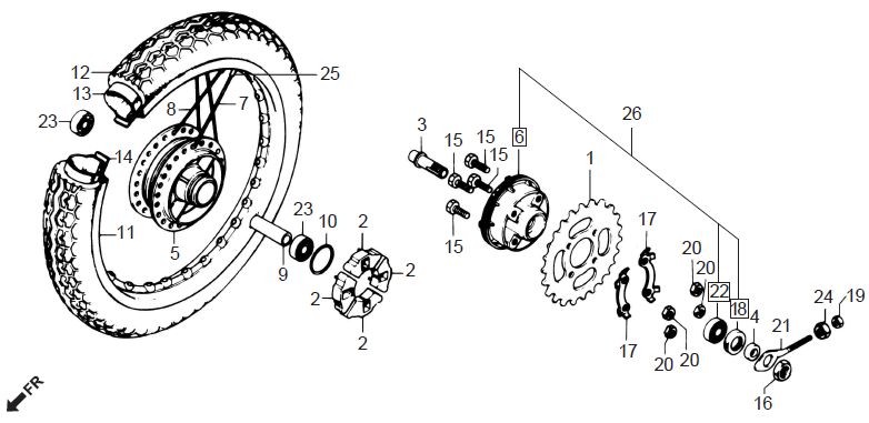 Honda CD70 REAR WHEEL