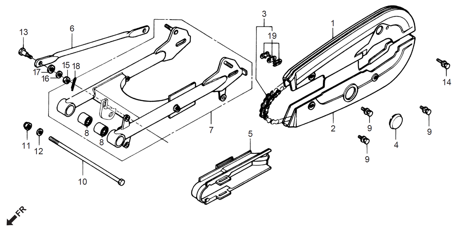 Honda CD70 SWING ARM ASSY - CHAIN CASE