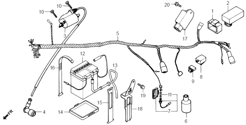 Honda CD70 WIRE HARNESS - BATTERY