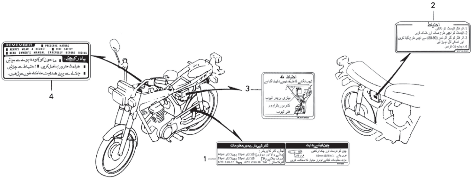 Honda CG125 SRTIPE / CAUTION LABEL