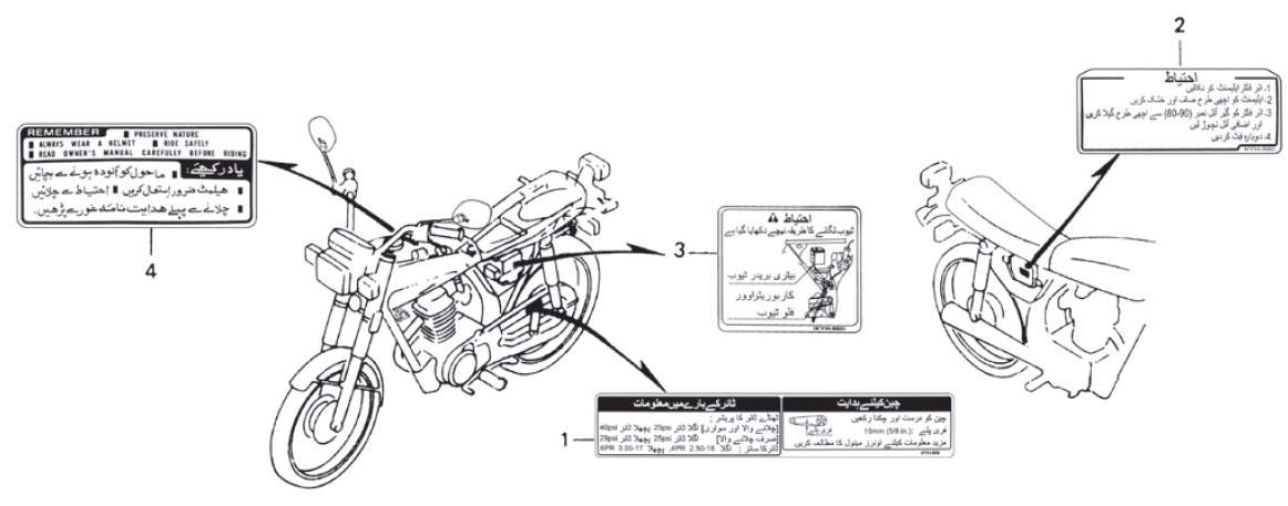 Honda CG125 SRTIPE / CAUTION LABEL